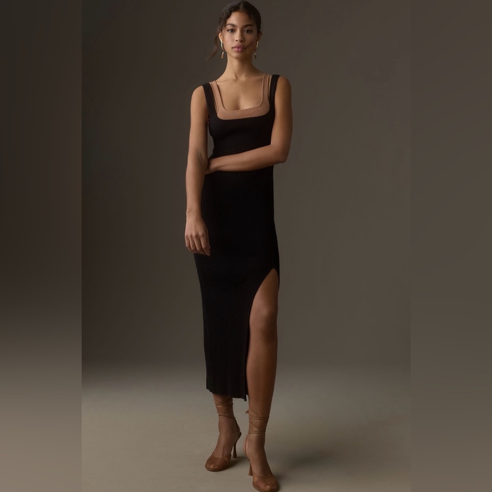 By Anthropologie Sleeveless Side-Slit Sweater Dress